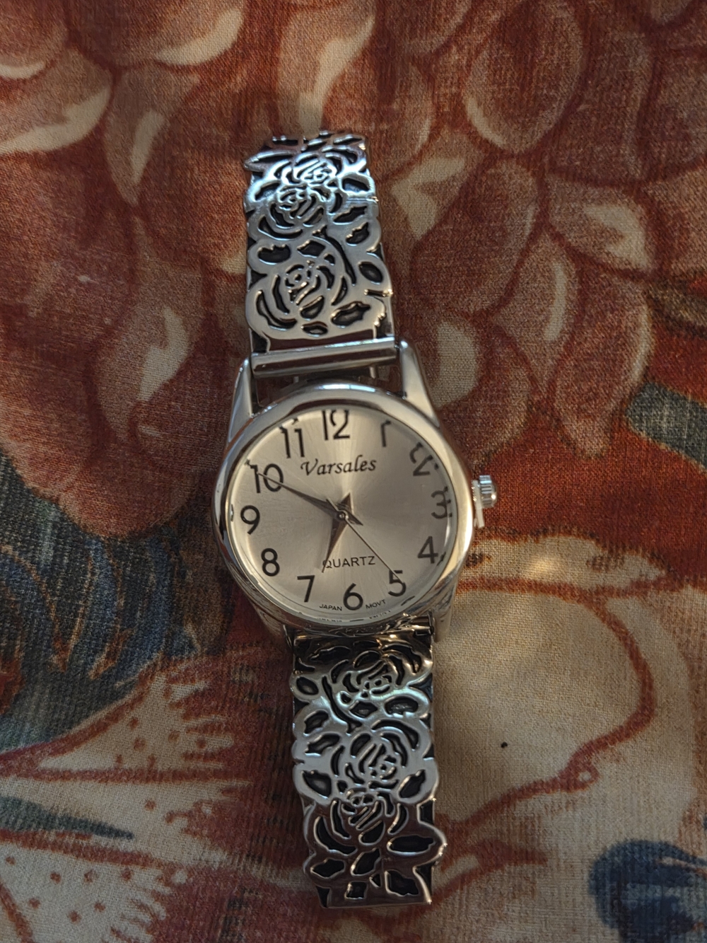 Silver Floral Bracelet Watch for Women
